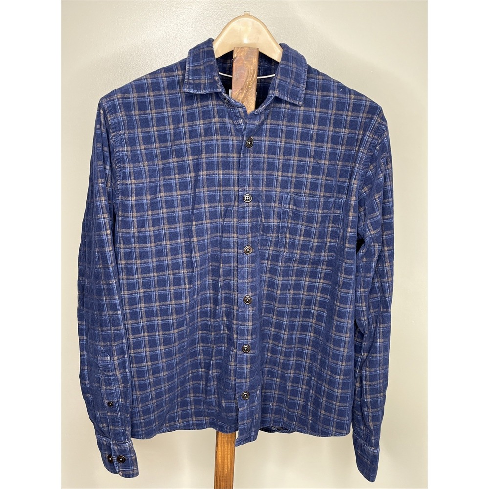 Peter Millar Mens Navy Blue Plaid Long Sleeve Flannel Shirt Size XL